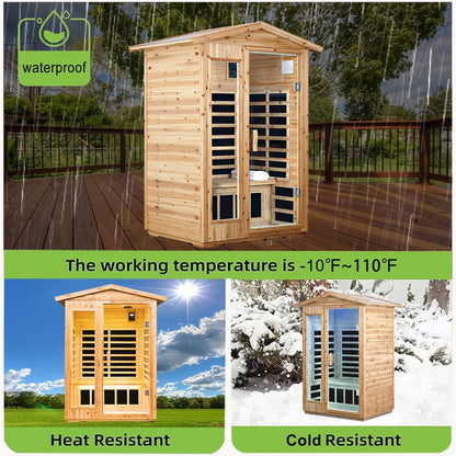 Zorin 2-Person Indoor/Outdoor Far Infrared Sauna, 1750W