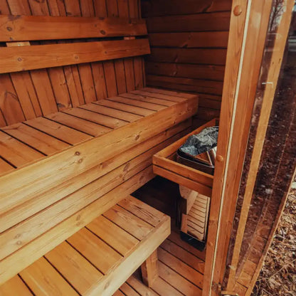 Premium 3-Person Scandinavian ThermoWood Outdoor Cube Sauna Kit
