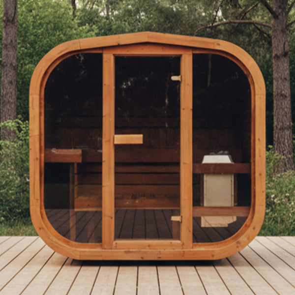 Premium 3-Person Scandinavian ThermoWood Outdoor Cube Sauna Kit