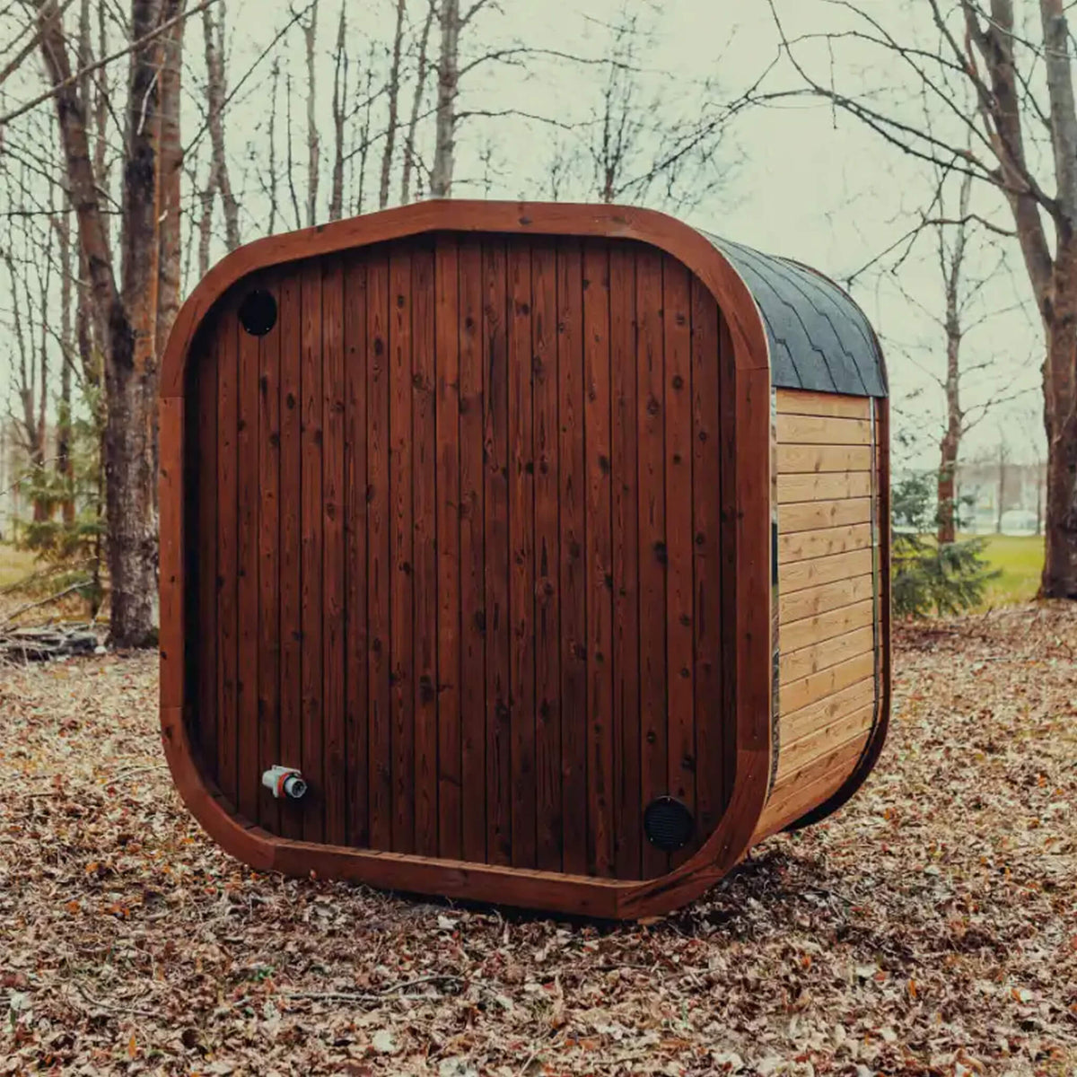 Premium 3-Person Scandinavian ThermoWood Outdoor Cube Sauna Kit