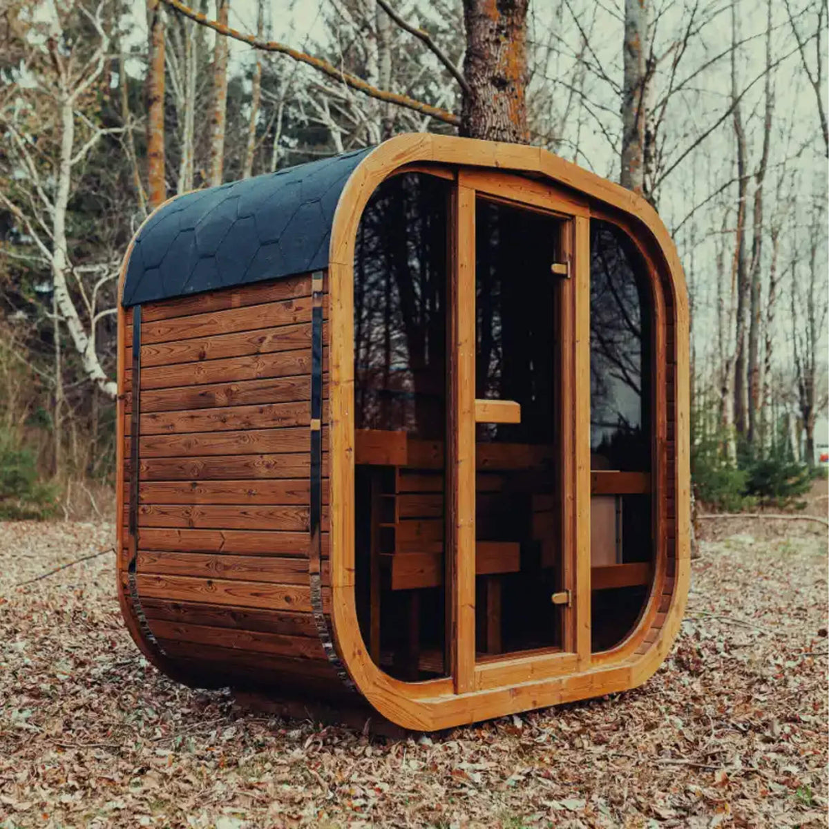 Premium 3-Person Scandinavian ThermoWood Outdoor Cube Sauna Kit