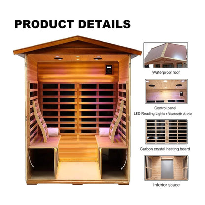 Valois 4-Person Outdoor Far Infrared Sauna, 2050W