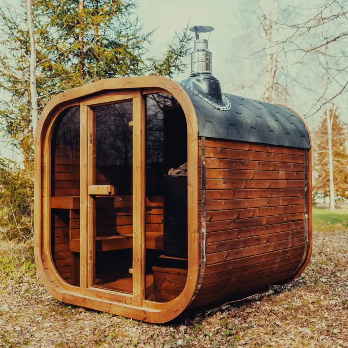 Premium 6-Person Scandinavian ThermoWood Outdoor Cube Sauna Kit