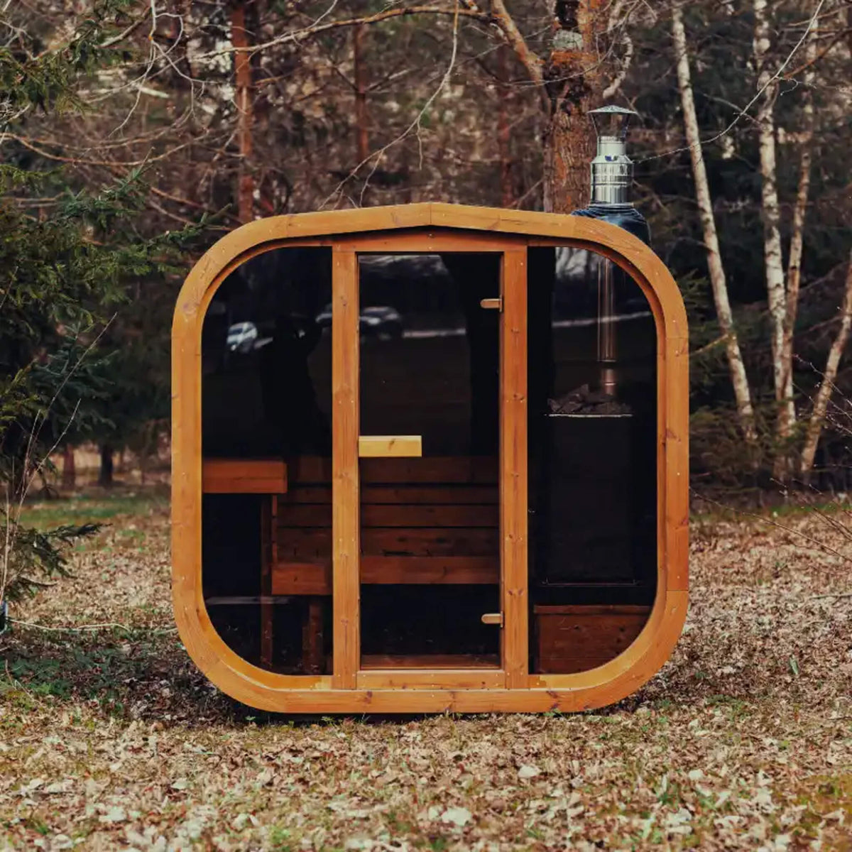 Premium 6-Person Scandinavian ThermoWood Outdoor Cube Sauna Kit