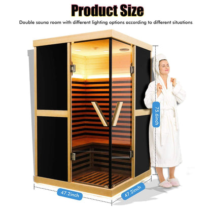 Helix 2-Person V-Shaped Far Infrared Sauna, 1980W