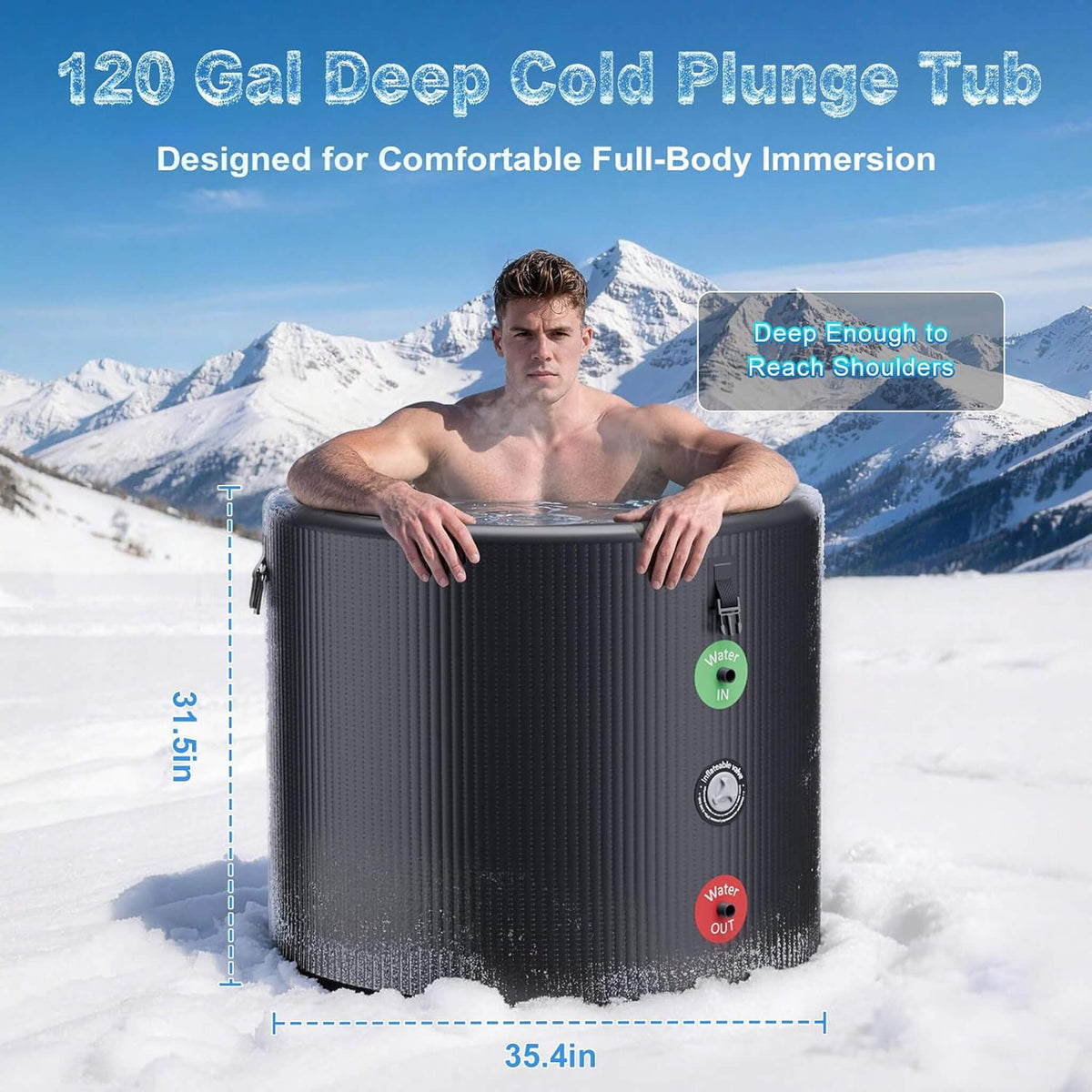 Premium XL 120-Gallon Cold Plunge Kit with 1/3 HP Chiller