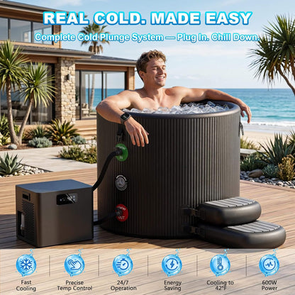 Premium XL 120-Gallon Cold Plunge Kit with 1/3 HP Chiller