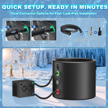 Premium XL 120-Gallon Cold Plunge Kit with 1/3 HP Chiller