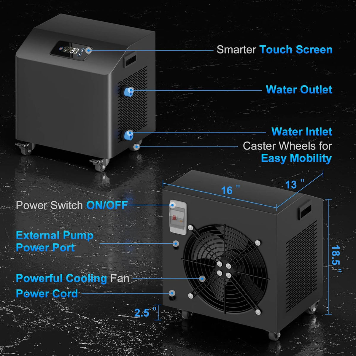 FCP Premium XL 120-Gallon Cold Plunge Kit with 1 HP Chiller