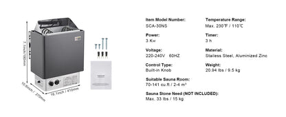 Succebuy Electric Sauna Heater, 3–9 kW, 220V