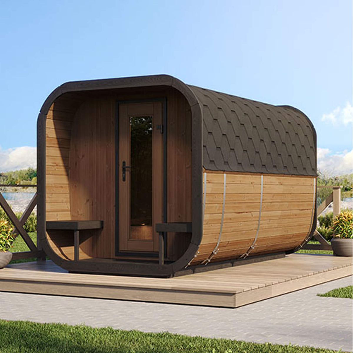 SaunaLife Cube CL12GCP 8-Person Outdoor Sauna Kit