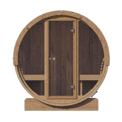 SaunaLife Ergo E7G 4-Person Outdoor Barrel Sauna with Glass Front
