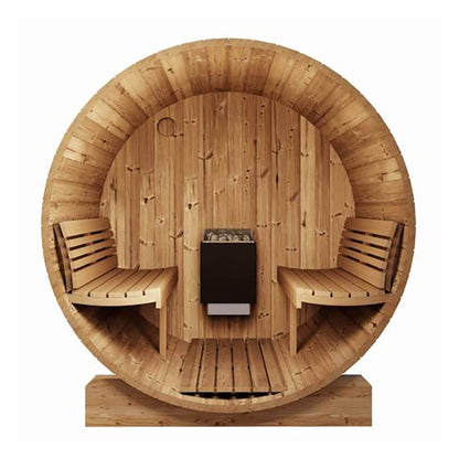 SaunaLife Ergo E7G 4-Person Outdoor Barrel Sauna with Glass Front