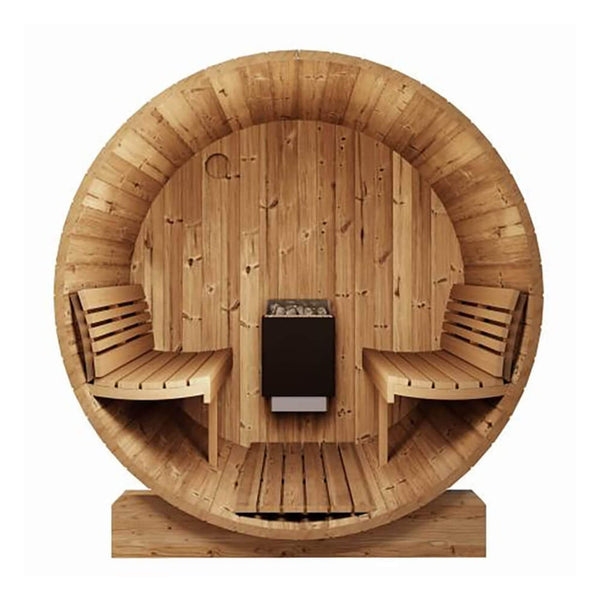 SaunaLife Ergo E7G 4-Person Outdoor Barrel Sauna with Glass Front