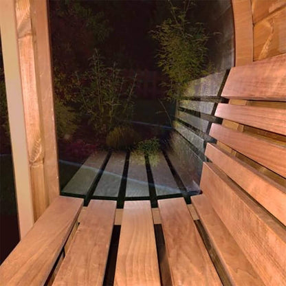 SaunaLife Ergo E7G 4-Person Outdoor Barrel Sauna with Glass Front