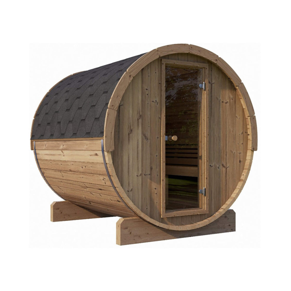 SaunaLife Ergo E8 6-Person Thermo-Spruce Outdoor Barrel Sauna