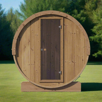 SaunaLife Ergo E8 6-Person Thermo-Spruce Outdoor Barrel Sauna