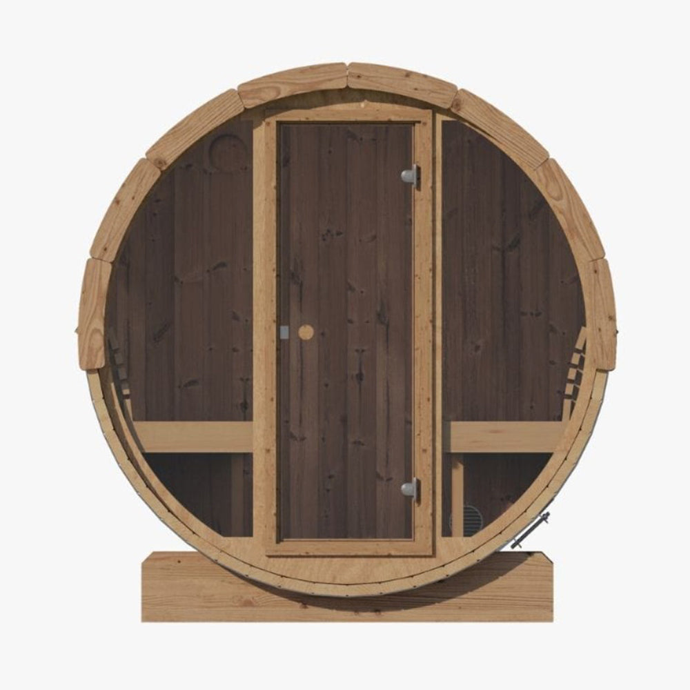 SaunaLife Ergo E8G 6-Person Outdoor Barrel Sauna with Glass Front