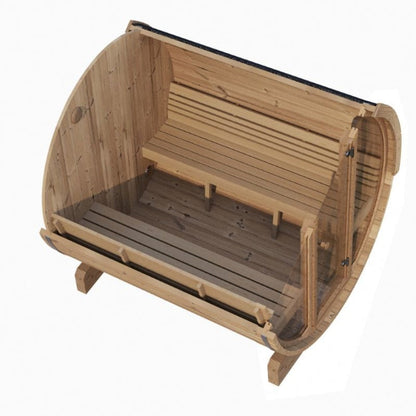 SaunaLife Ergo E8G 6-Person Outdoor Barrel Sauna with Glass Front
