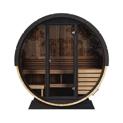 SaunaLife Ergo EE6G 4-Person Outdoor Barrel Sauna with Glass Front