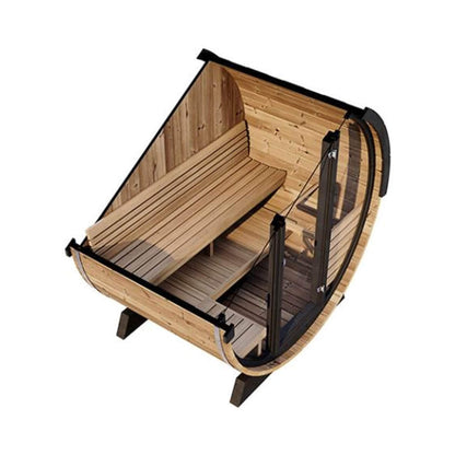 SaunaLife Ergo EE6G 4-Person Outdoor Barrel Sauna with Glass Front
