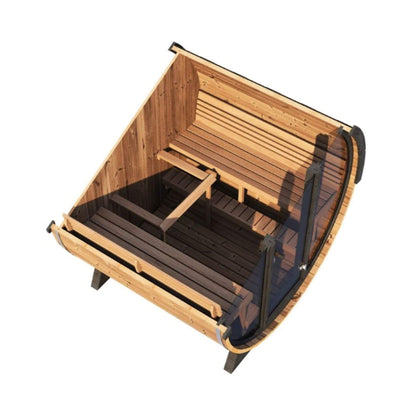 SaunaLife Ergo EE8G 6-Person Outdoor Barrel Sauna with Glass Front