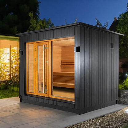 SaunaLife G7 6-Person Pre-Assembled Outdoor Sauna, Thermo-Pine Cladding
