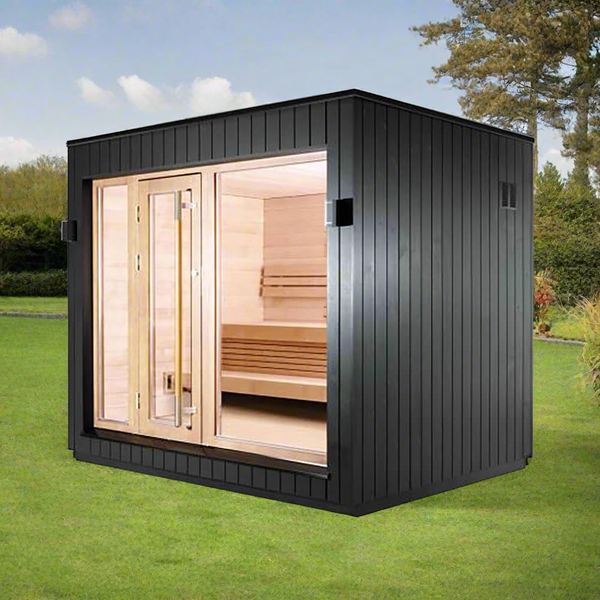 SaunaLife G7 6-Person Pre-Assembled Outdoor Sauna, Thermo-Pine Cladding