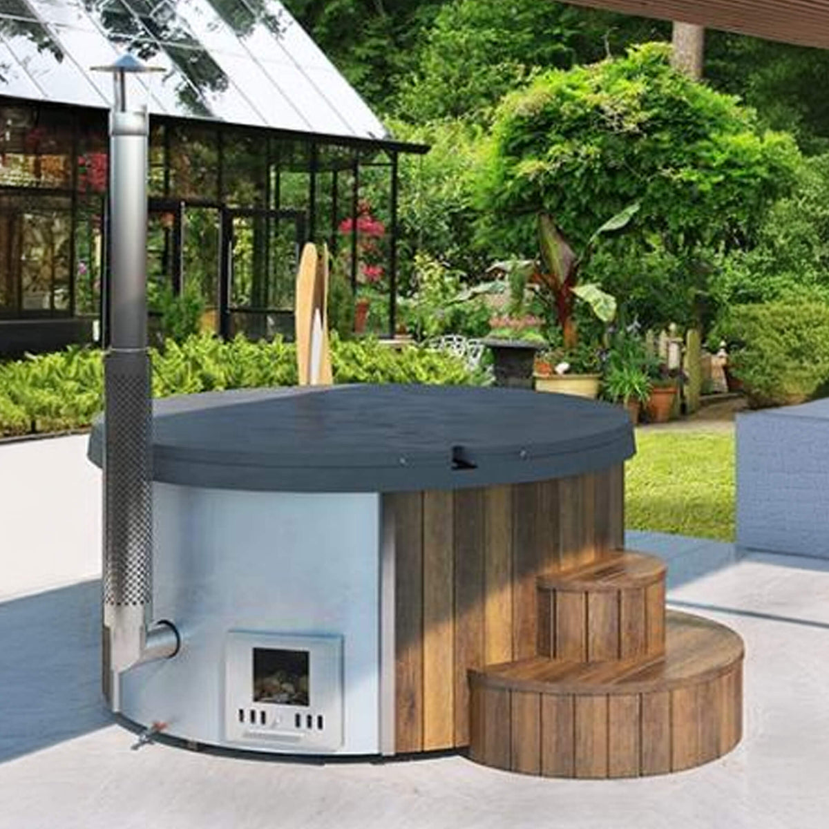 SaunaLife S4N 6-Person Wood-Fired Hot Tub