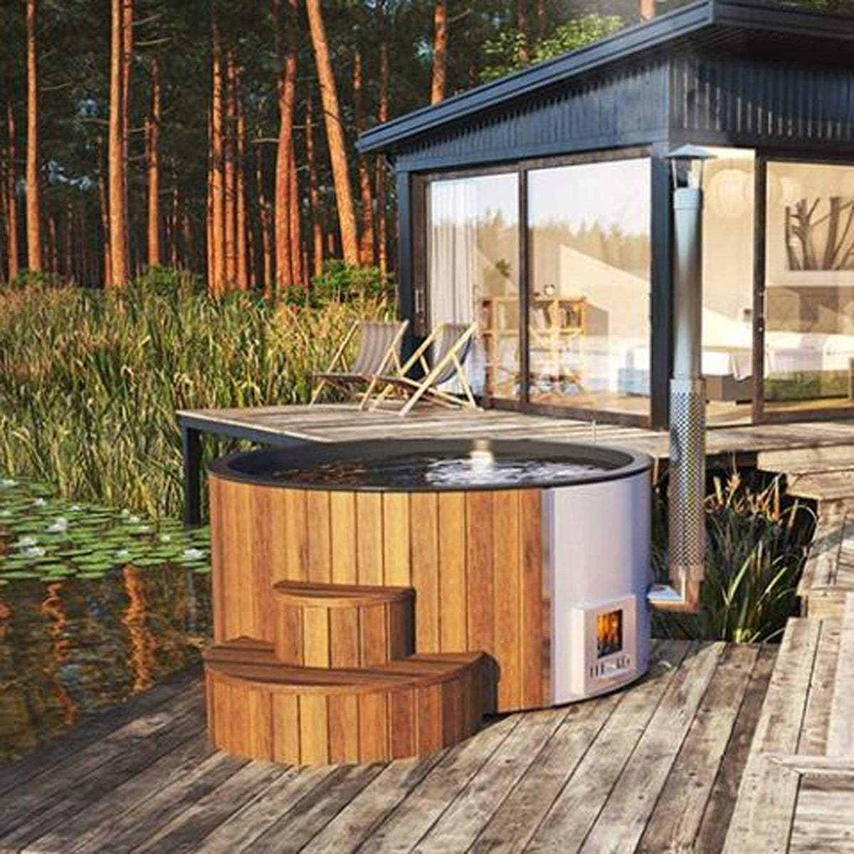 SaunaLife S4N 6-Person Wood-Fired Hot Tub