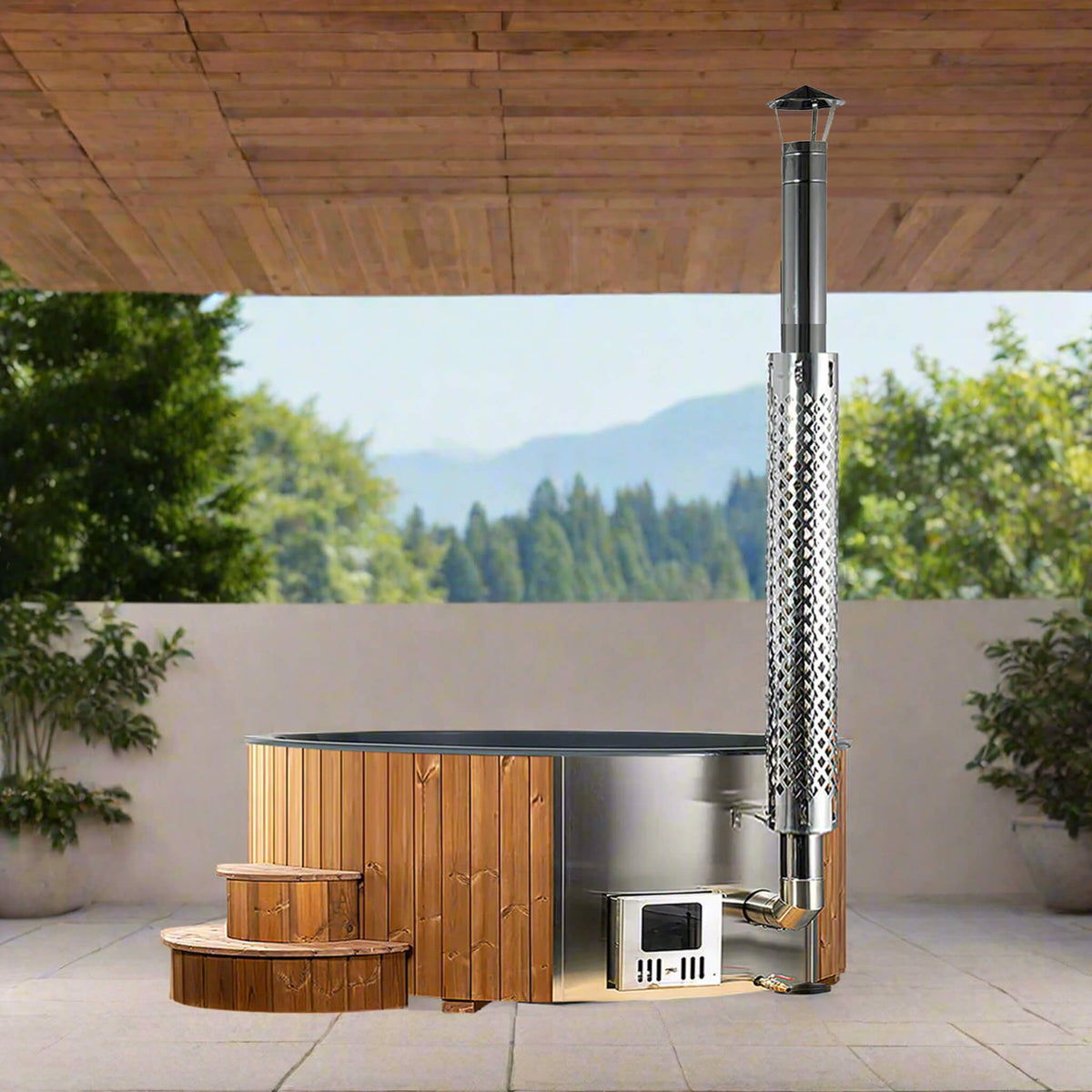 SaunaLife S4N 6-Person Wood-Fired Hot Tub