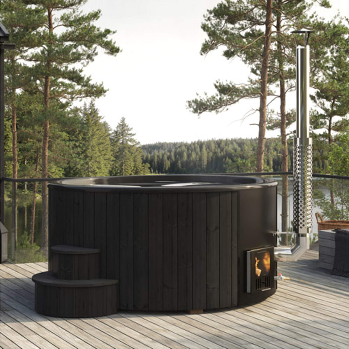 SaunaLife Soak S6B 7-Person Wood-Fired Hot Tub